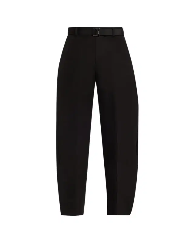 Double-Faced Silk-Cotton Barrel-Leg Ankle Pants