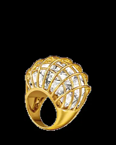 VERDURA 18K Yellow Gold Rock Crystal Caged Ring | Thumbnail 2