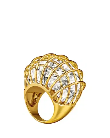VERDURA 18K Yellow Gold Rock Crystal Caged Ring | Thumbnail 1
