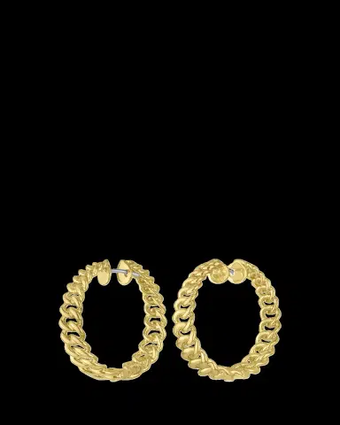 Paul Morelli 18K Yellow Gold Cuban Chain Hoop Earrings, 30mm | Thumbnail 2 Paul Morelli 18K Yellow Gold Cuban Chain Hoop Earrings, 30mm | Thumbnail 2