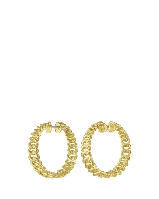 Paul Morelli 18K Yellow Gold Cuban Chain Hoop Earrings, 30mm