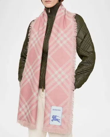 Burberry Wide Check Wool Silk Scarf | Thumbnail 4 Burberry Wide Check Wool Silk Scarf | Thumbnail 4