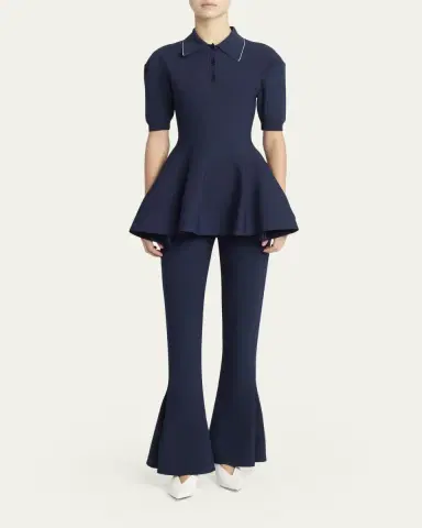 Stella McCartney Compact Knit Peplum Flare Pants | Thumbnail 2 Stella McCartney Compact Knit Peplum Flare Pants | Thumbnail 2
