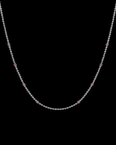 Paul Morelli 18K White Gold Ruby Chain Necklace, 24"L | Thumbnail 2