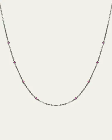 Paul Morelli 18K White Gold Ruby Chain Necklace, 24"L | Thumbnail 1
