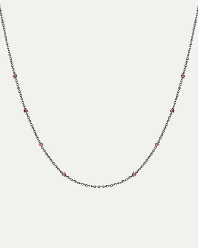 Paul Morelli 18K White Gold Ruby Chain Necklace, 24"L