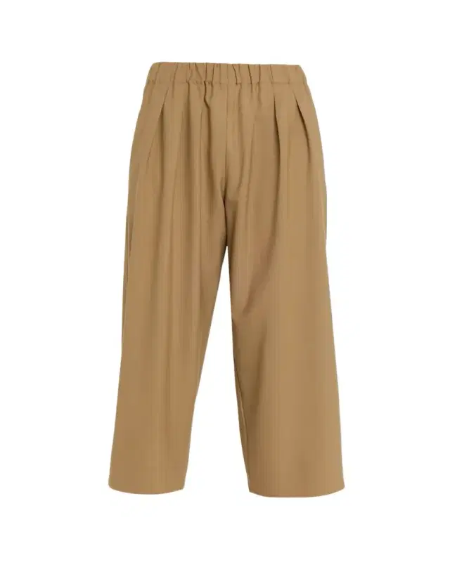 Pleated Wide-Leg Crop Pull-On Trousers