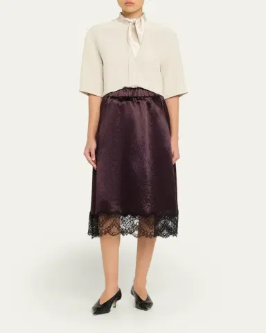 MARIA MCMANUS Lace-Trim Satin Midi Skirt | Thumbnail 2 MARIA MCMANUS Lace-Trim Satin Midi Skirt | Thumbnail 2