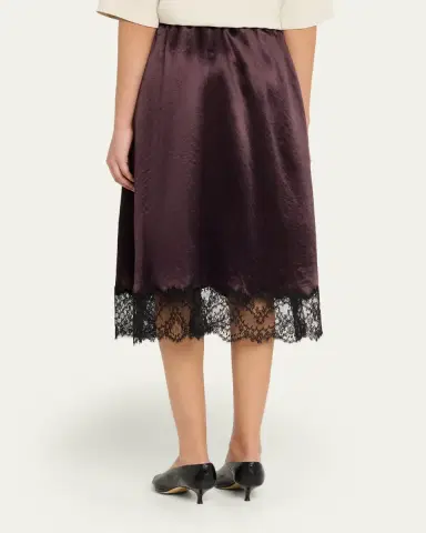 MARIA MCMANUS Lace-Trim Satin Midi Skirt | Thumbnail 3 MARIA MCMANUS Lace-Trim Satin Midi Skirt | Thumbnail 3