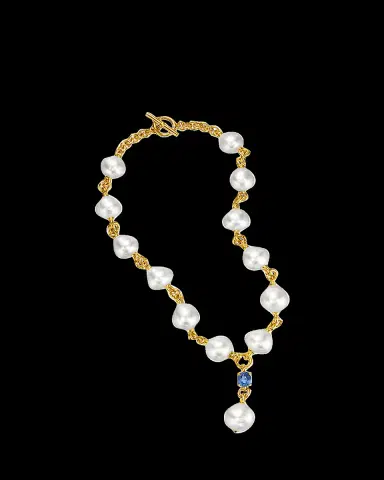 Verdura 18K Yellow Gold South Sea Pearl and Sapphire Y-Necklace | Thumbnail 2 Verdura 18K Yellow Gold South Sea Pearl and Sapphire Y-Necklace | Thumbnail 2