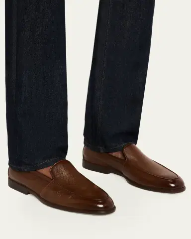 Santoni Men's Malibu Grained Leather Rubber-Sole Loafers | Thumbnail 2 Santoni Men's Malibu Grained Leather Rubber-Sole Loafers | Thumbnail 2