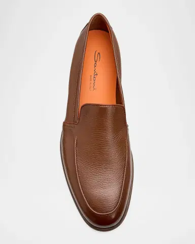 Santoni Men's Malibu Grained Leather Rubber-Sole Loafers | Thumbnail 10 Santoni Men's Malibu Grained Leather Rubber-Sole Loafers | Thumbnail 10