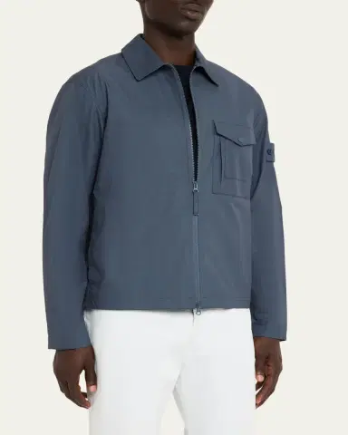 Stone Island Men's Ghost Cotton Zip-Front Shirt Jacket | Thumbnail 4 Stone Island Men's Ghost Cotton Zip-Front Shirt Jacket | Thumbnail 4