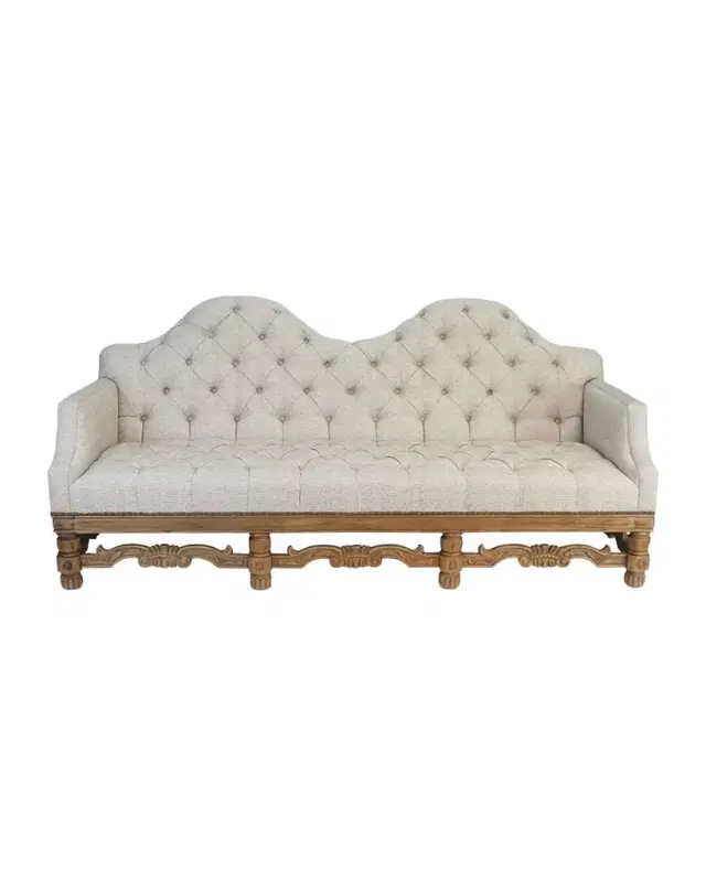 Peninsula Home Collection Camelia Sofa with Natural Wood Hand-Carved Base