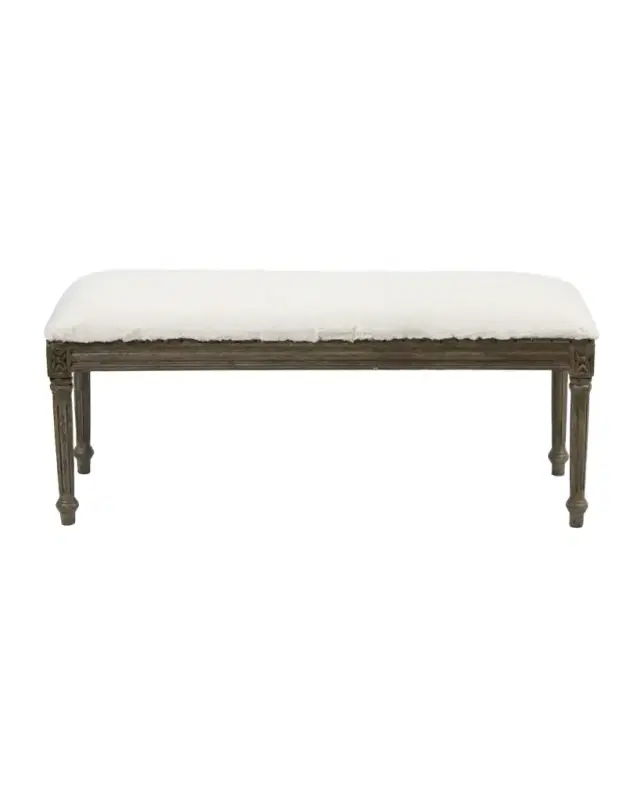 Peninsula Home Collection Short French Bench with Faux Fur Cushion