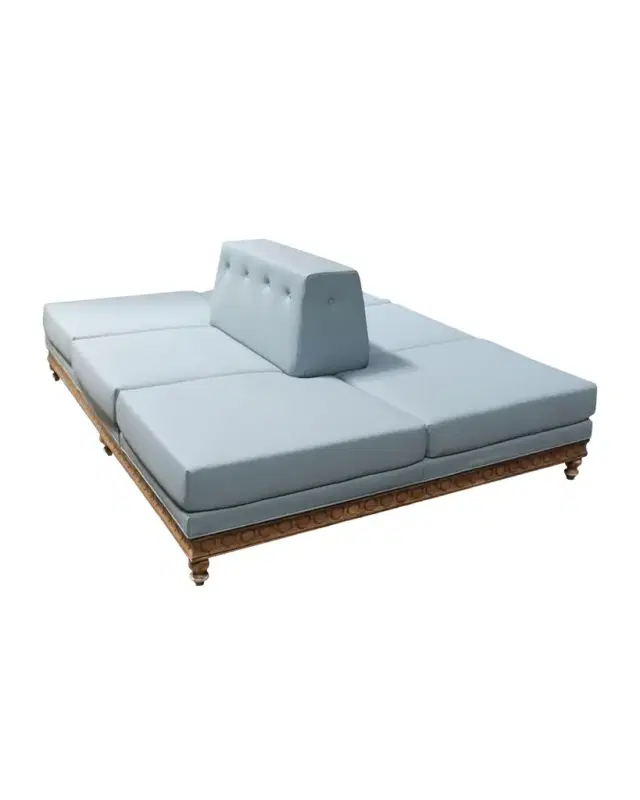 Peninsula Home Collection Gemini Vegan Leather Double-Sided Sofa, 98"