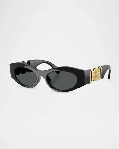 Versace Medusa Embellished Oval Plastic Sunglasses, 51MM | Thumbnail 3 Versace Medusa Embellished Oval Plastic Sunglasses, 51MM | Thumbnail 3
