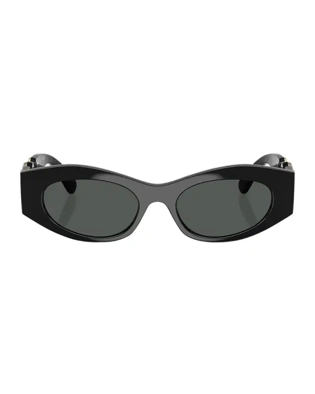 Versace Medusa Embellished Oval Plastic Sunglasses, 51MM