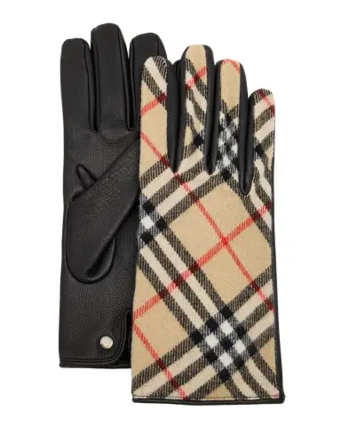 Burberry Men's Check Wool and Cashmere Gloves with Leather | Thumbnail 1