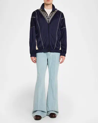 Valentino Garavani Men 's Light-Wash Denim Bootcut Jeans | Thumbnail 2