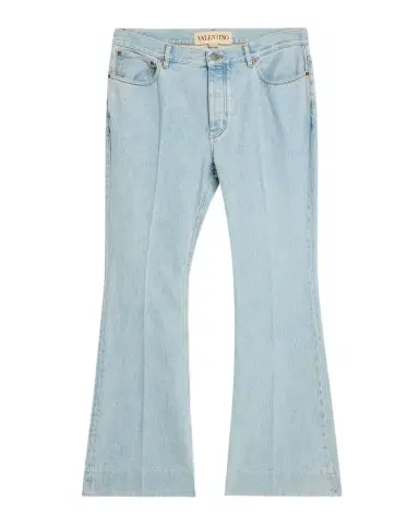 Valentino Garavani Men 's Light-Wash Denim Bootcut Jeans | Thumbnail 1