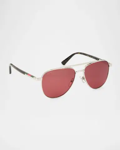 Gucci Men's Metal & Acetate Aviator Sunglasses | Thumbnail 3 Gucci Men's Metal & Acetate Aviator Sunglasses | Thumbnail 3
