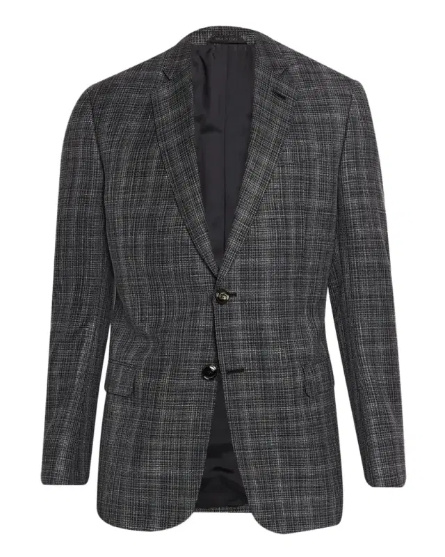 Men 's Wool, Silk and Linen Plaid Sport Coat