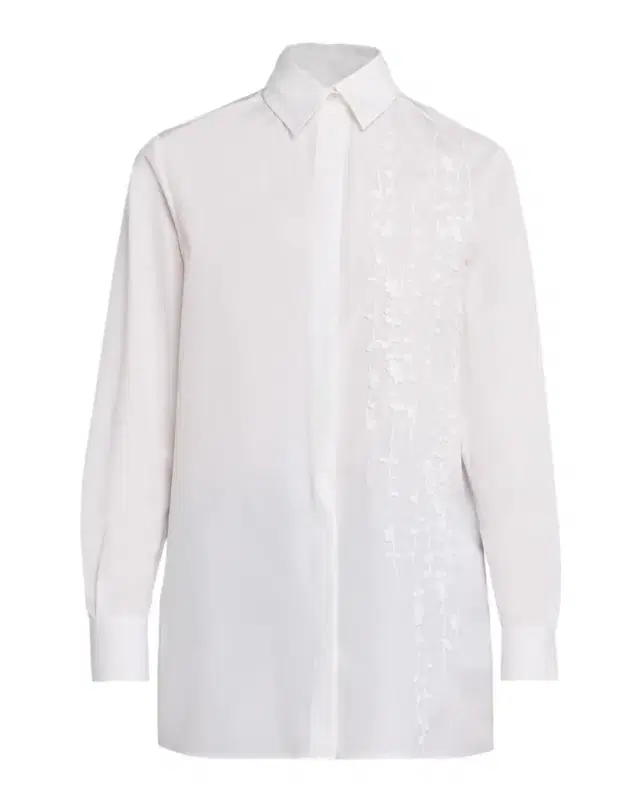 Embroidered Cotton Poplin Button-Down Shirt