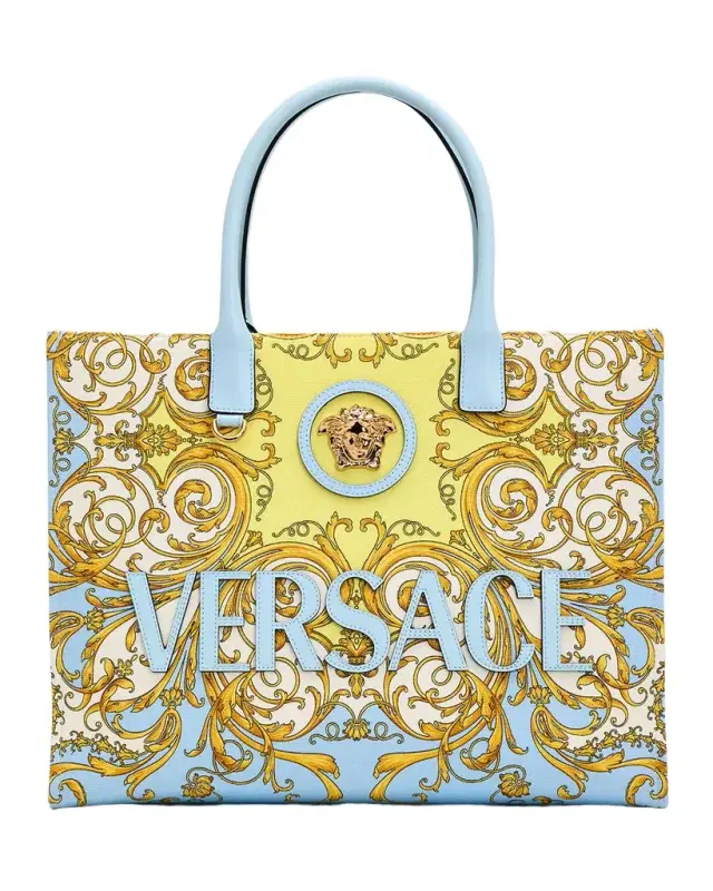 Spring Barocco-Print Medusa Cotton Canvas Tote Bag