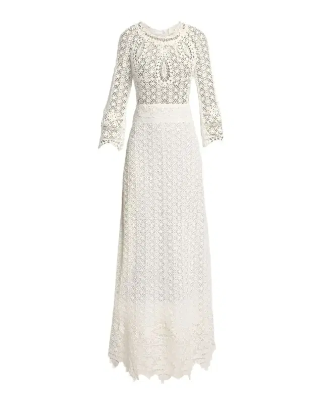 Hayra Guipure Lace Long-Sleeve Maxi Dress