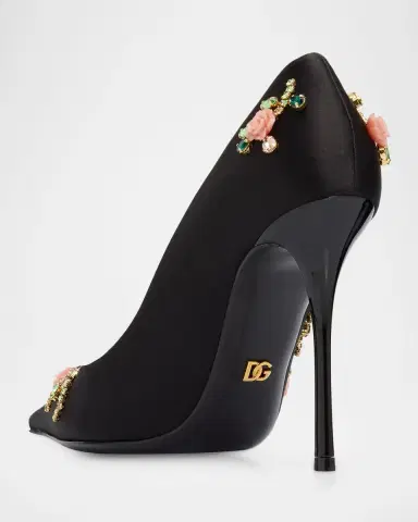Dolce & Gabbana 105mm Embellished Satin Pumps | Thumbnail 4 Dolce & Gabbana 105mm Embellished Satin Pumps | Thumbnail 4