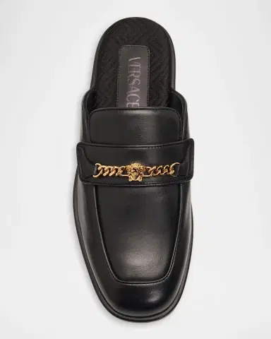 Versace Men's Medusa Leather Slippers | Thumbnail 3 Versace Men's Medusa Leather Slippers | Thumbnail 3