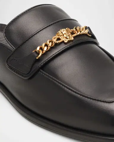 Versace Men's Medusa Leather Slippers | Thumbnail 4 Versace Men's Medusa Leather Slippers | Thumbnail 4