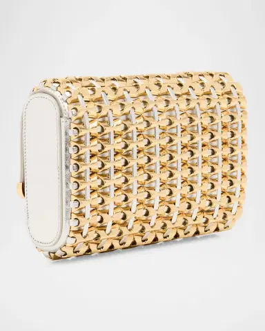 SIMKHAI Rola Beaded Lattice Metallic Leather Clutch Bag | Thumbnail 3