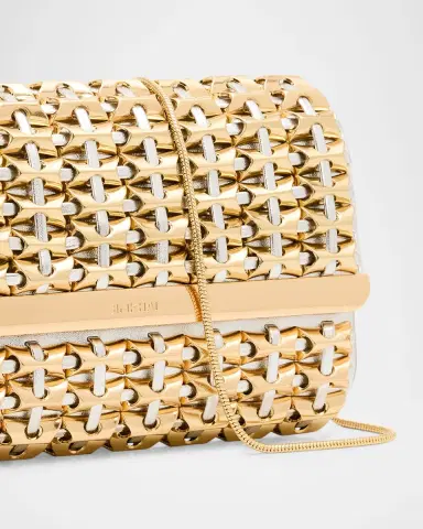SIMKHAI Rola Beaded Lattice Metallic Leather Clutch Bag | Thumbnail 5