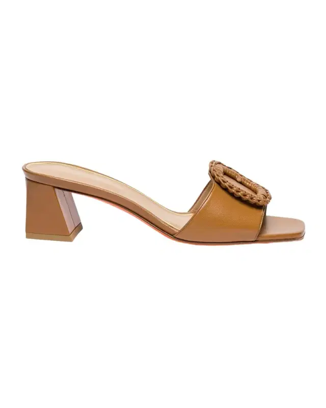 Santoni Corolle Leather Buckle Mules