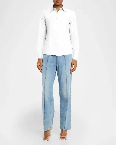 Fabiana Filippi Tulle-Trim Cotton Poplin Shirt | Thumbnail 2 Fabiana Filippi Tulle-Trim Cotton Poplin Shirt | Thumbnail 2