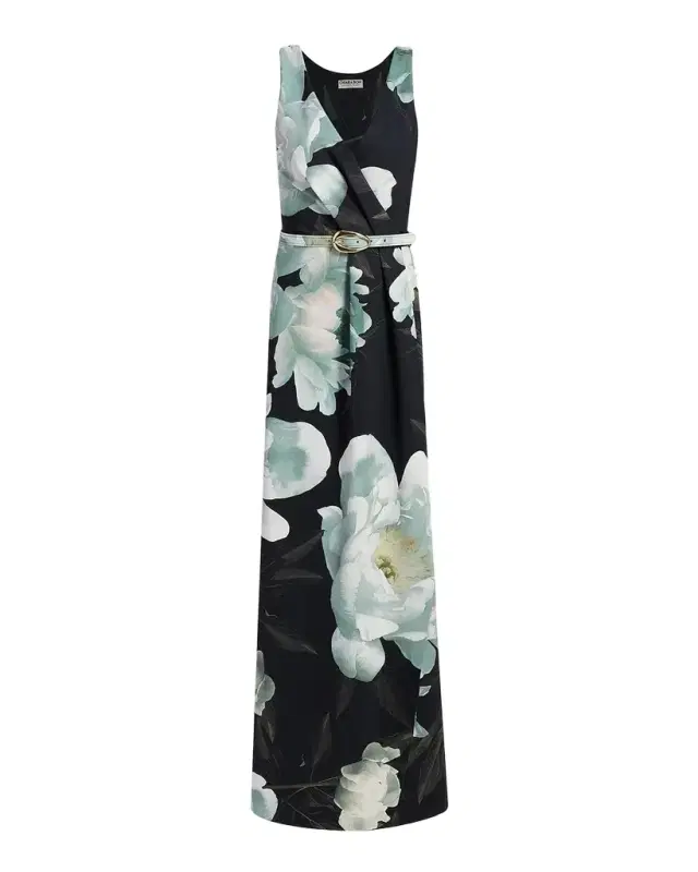 Chiara Boni La Petite Robe Heiha Belted Floral-Print Gown