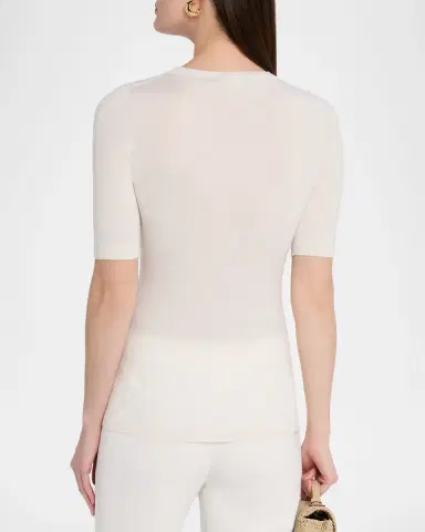 Fabiana Filippi Crewneck Silk Knit T-Shirt | Thumbnail 3 Fabiana Filippi Crewneck Silk Knit T-Shirt | Thumbnail 3