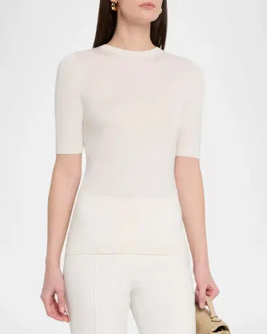 Fabiana Filippi Crewneck Silk Knit T-Shirt | Thumbnail 4 Fabiana Filippi Crewneck Silk Knit T-Shirt | Thumbnail 4