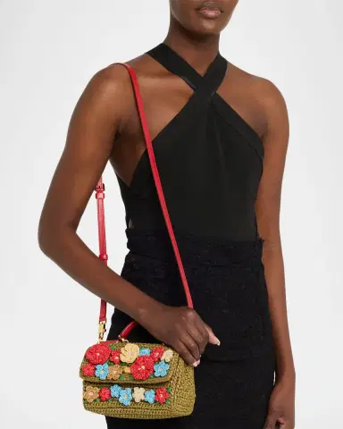 Dolce & Gabbana Floral Applique Crochet Faux Raffia Top-Handle Bag | Thumbnail 2 Dolce & Gabbana Floral Applique Crochet Faux Raffia Top-Handle Bag | Thumbnail 2