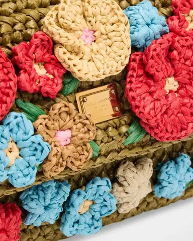 Dolce & Gabbana Floral Applique Crochet Faux Raffia Top-Handle Bag | Thumbnail 5 Dolce & Gabbana Floral Applique Crochet Faux Raffia Top-Handle Bag | Thumbnail 5