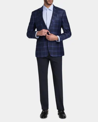 Emporio Armani Men's Wool Plaid Single-Breasted Sport Coat | Thumbnail 2 Emporio Armani Men's Wool Plaid Single-Breasted Sport Coat | Thumbnail 2