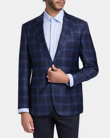 Emporio Armani Men's Wool Plaid Single-Breasted Sport Coat | Thumbnail 4 Emporio Armani Men's Wool Plaid Single-Breasted Sport Coat | Thumbnail 4
