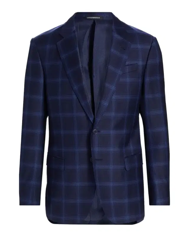 Men 's Wool Plaid Single-Breasted Sport Coat