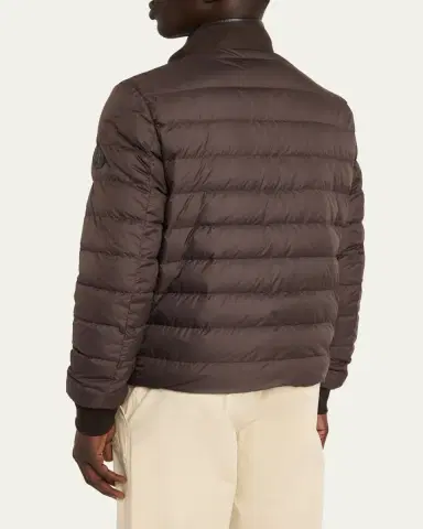 Moncler Men's Leather and Polyester Hybrid Full-Zip Jacket | Thumbnail 3 Moncler Men's Leather and Polyester Hybrid Full-Zip Jacket | Thumbnail 3