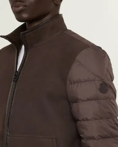 Moncler Men's Leather and Polyester Hybrid Full-Zip Jacket | Thumbnail 5 Moncler Men's Leather and Polyester Hybrid Full-Zip Jacket | Thumbnail 5