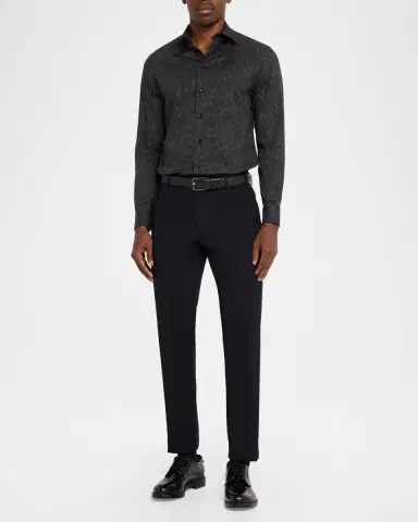 Emporio Armani Men's Cotton Micro-Pattern Sport Shirt | Thumbnail 2