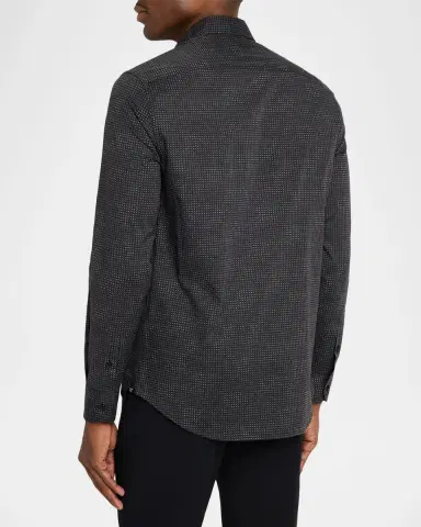 Emporio Armani Men's Cotton Micro-Pattern Sport Shirt | Thumbnail 3