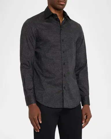 Emporio Armani Men's Cotton Micro-Pattern Sport Shirt | Thumbnail 4